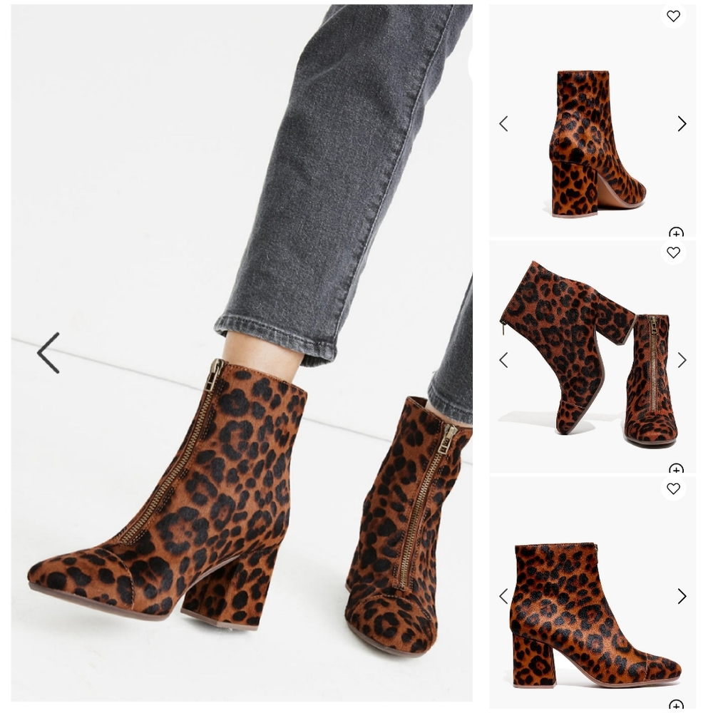 NEW Madewell The Amalia Leopard Zip Booties - Picture 2 of 10